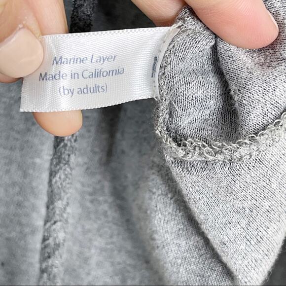 Marine Layer Womens XSmall XS Gray Red Terry Full Zip Sweatshirt Stripe Mock Top - Picture 8 of 8